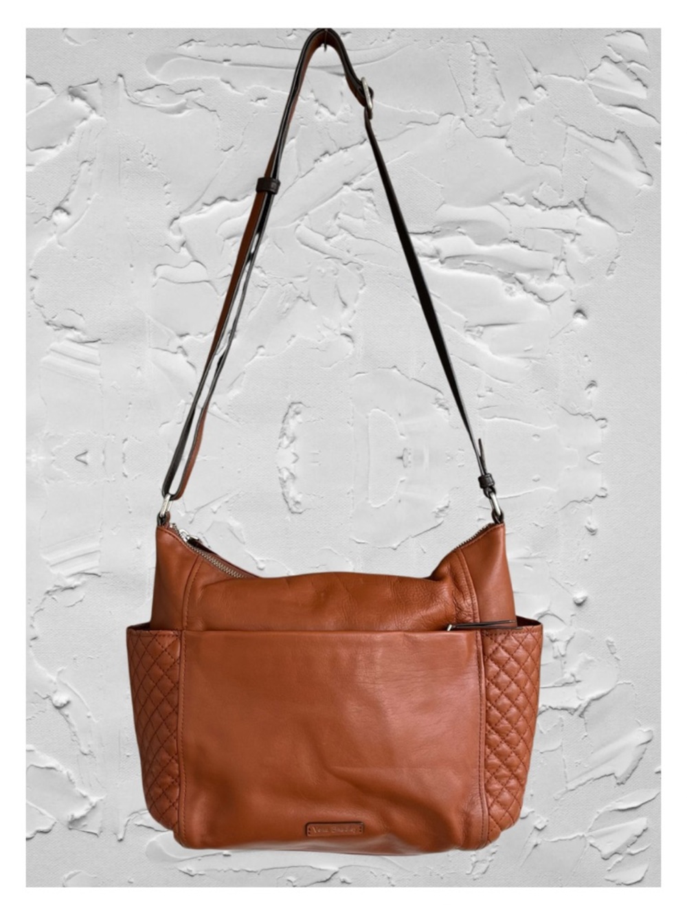 Vera Bradley Gallatin British Tan Leather Carryall Tote Bag Crossbody Purse